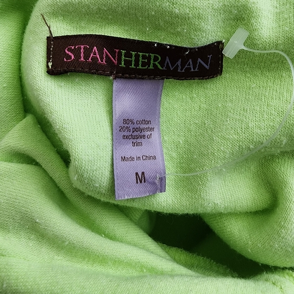 STAN HERMAN Hooded Velour Lounge Set Size Medium 1/2 Zip Jacket Pants Set - Picture 5 of 6